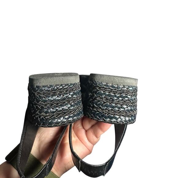 Andre Assous Black Leather Slingback Espadrille Wedge Sandals Size 8M - Picture 8 of 11